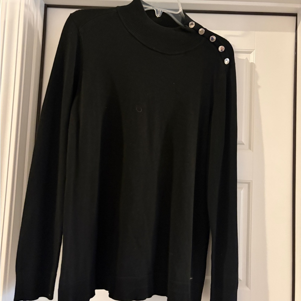 Calvin Klein Elegant Black Button-Detail Women's Sweater Top